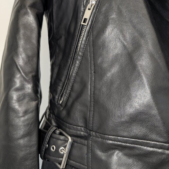 Zara Black Faux Leather Moto Jacket | Size XS - Picture 6 of 9